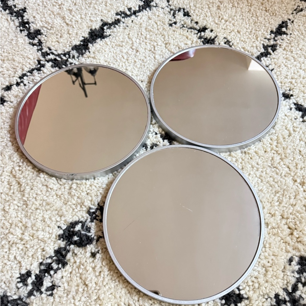 Silver Round Wall Mirrors Set